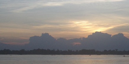 Sunset over the Mekong River, Laos.