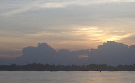 Sunset over the Mekong River, Laos.